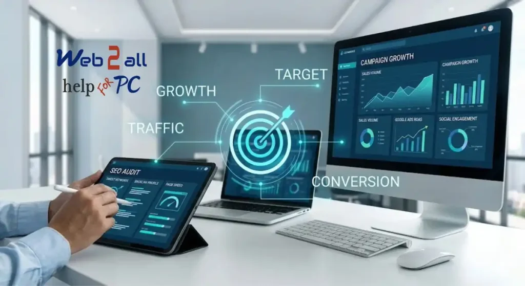 Digital Marketing, υπηρεσίες SEO, Social Media και Google Ads από τη Web2All.