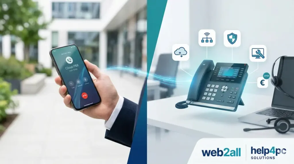 Cloud τηλεφωνικό κέντρο, VoIP λύσεις και σταθερό στο κινητό από τη Web2All και το help4pc.